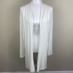 White+Warren Women’s White Long Sleeve Cardigan size Medium